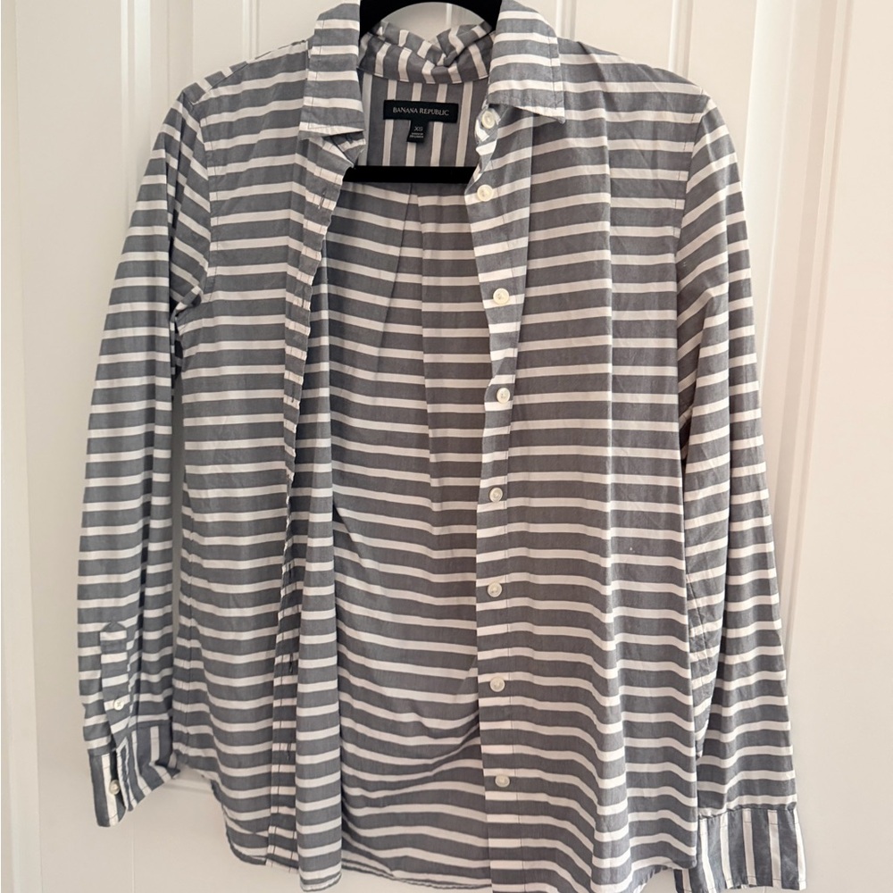 Banana Republic Charcoal and White Striped Shirt